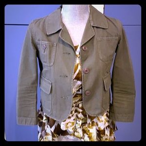 Anthropologie Khaki cropped cotton jacket
